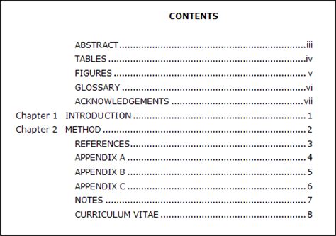 table  contents template     table  contents