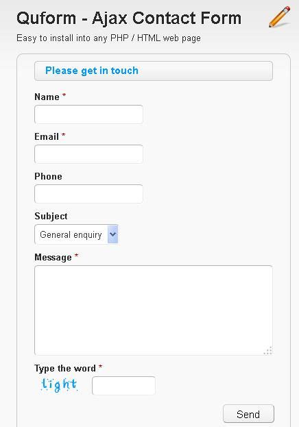 ajax contact form sourcecodester
