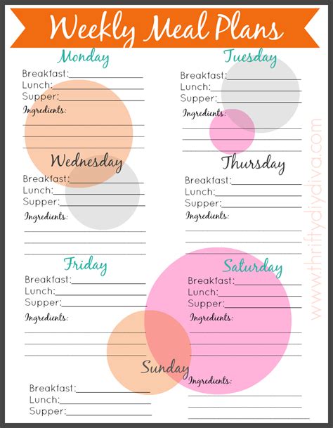 start  meal plan  weekly menu planner printable menu