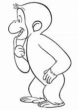 Curious George Coloring Thinking Pages Head Netart Getdrawings Library Clipart Popular Line sketch template
