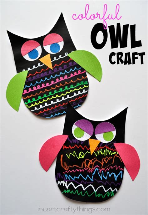 colorful owl craft  kids  fun chalk