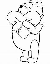 Pooh Winnie Coloring Pages Printable Bear Hugging Drawing Colouring Pillow Heart Disney Clipart Characters Line Cartoon Kids Bears Cliparts Clip sketch template