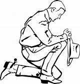 Kneeling Drawing Man Getdrawings sketch template