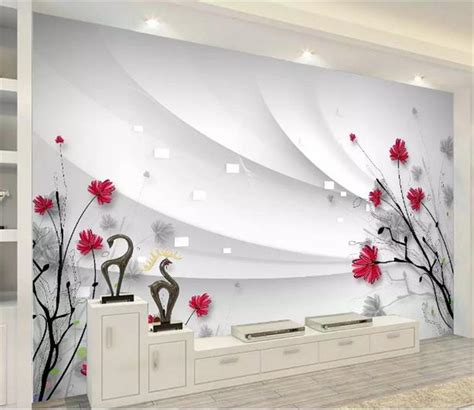 custom any size mural wallpaper beautiful hd hand drawn line drawing flowers indoor tv