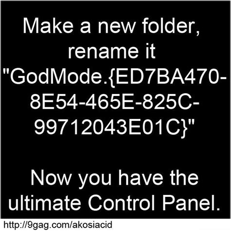 make a new folder rename it godmode {ed7ba470 8e54 465e