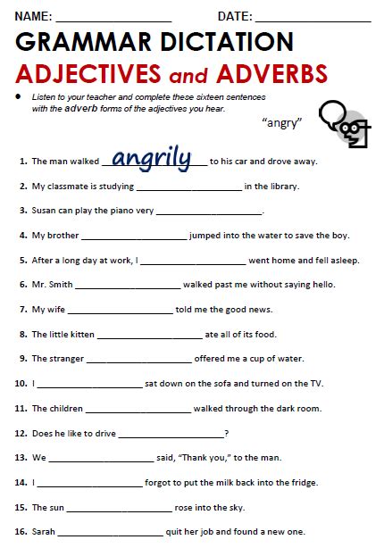 adjectives  adverbs   grammar