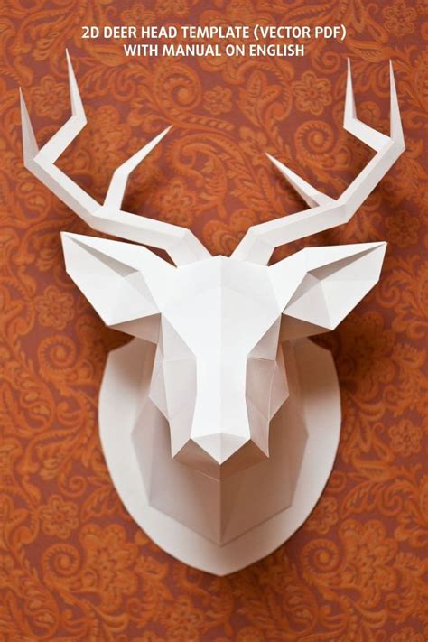 printable cardboard animal heads templates pattern  cardboard deer