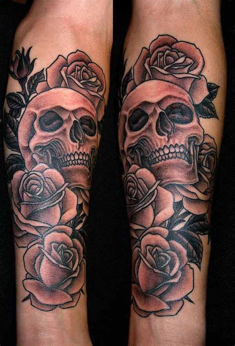 Skull And Black Rose Tattoo On Thigh For Girls Skull Sleeve Tattoos