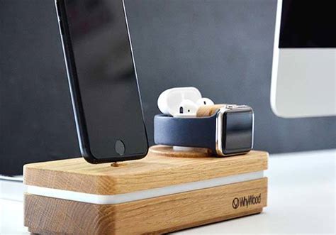 dockit handmade wooden apple dock  iphone airpods  apple  gadgetsin