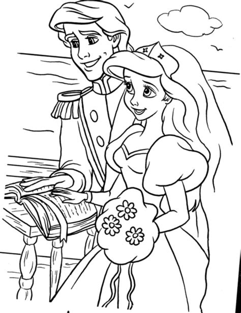ariel coloring pages wedding dress