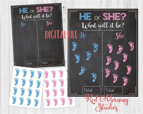 Gender Reveal Guessing Game Printable Mark Your Guess Gender Etsy