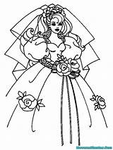 Barbie Mewarnai Bruidje Trouwen Colorir Kleurplaat Desenhos Noiva Barby Vestida Kleurplaten Huwelijk Memakai Gaun Pengantin sketch template