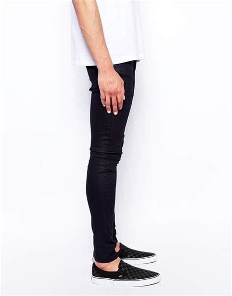 Asos Extreme Super Skinny Jeans In Coated Black In Black For Men