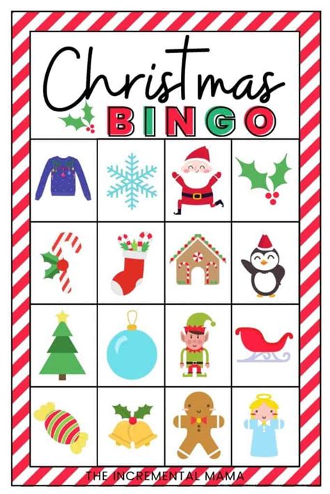 printable christmas bingo cards  incremental mama