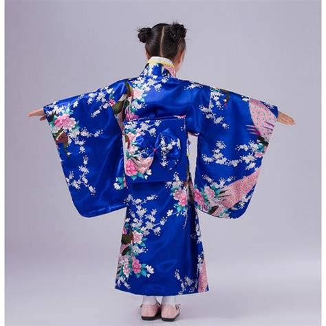 children peacock yukata clothing girl japanese kimono dress kids yukata