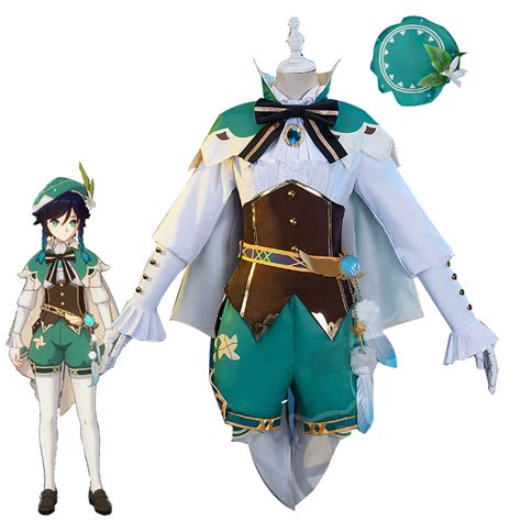 game genshin impact venti cosplay costume outfit uniform cape hat full