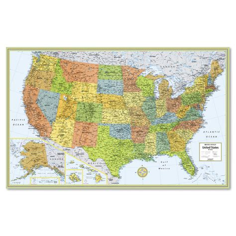 rand mcnally  series full color laminated united states wall map