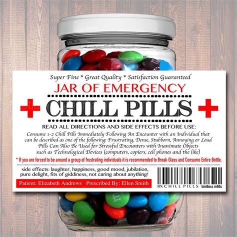 printable funny prescription labels prescription chill pill labels template emergency chill