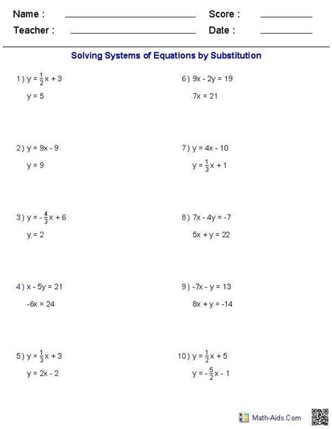 solving equations word problems worksheet    solve systems