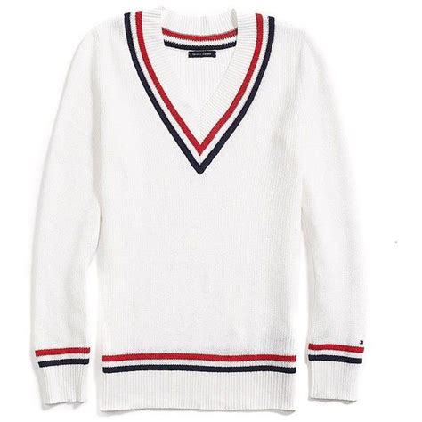 Tommy Hilfiger Striped Cricket V Neck Sweater Sweaters Vneck Sweater