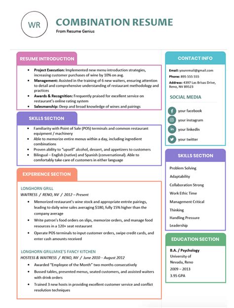 combination resume template examples writing guide