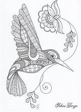 Hummingbird Zentangle Dawanda Sabine Bezoeken sketch template