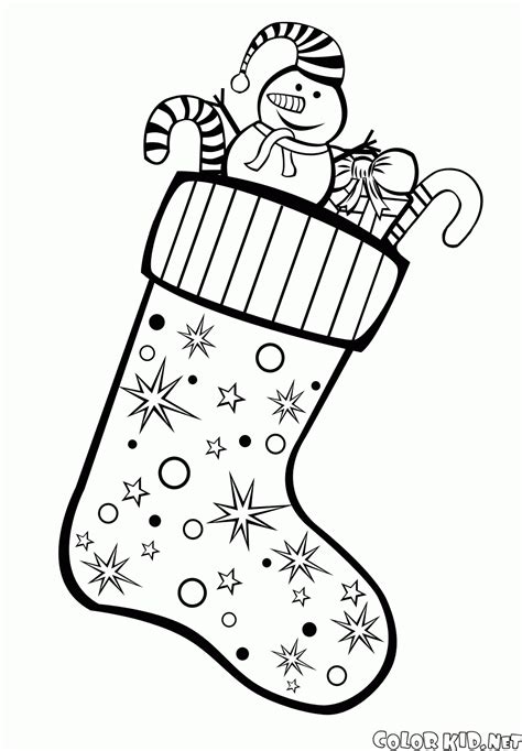 coloring page stocking full  gifts