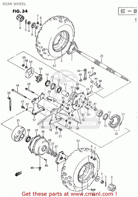 suzuki lt   rear wheel schematic partsfiche