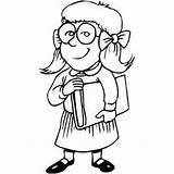 Bookworm Coloring Girl Pages School Getcolorings sketch template