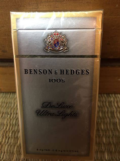 benson hedges  deluxe ultra lights cigarette hard pack danlys vintage cigarette packs