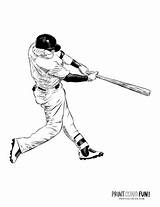 Basebal Pitcher Swinging Bat Etching Printcolorfun sketch template