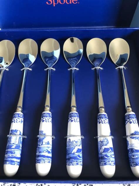 nwb spode blue italian set of 6 tea spoons ebay