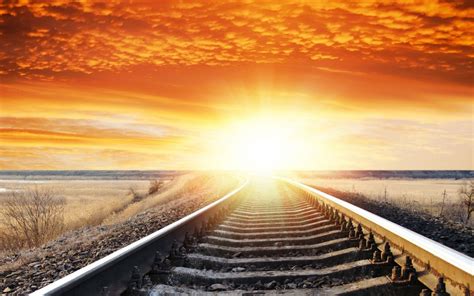 landscape sunset sunrise sky railroad tracks wallpaper