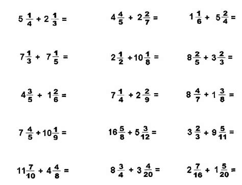 add  fractions worksheet