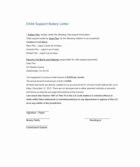 letter  financial responsibility template unique  notarized