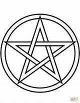 Coloring Pentagram Wiccan Pages Printable Paper sketch template