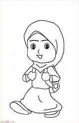 Mewarnai Gambar Anak Kartun Marimewarnai Diwarnai Belajar Muslimah Mengaji Putih Berhijab Statically Alquranmulia Dengan Paud sketch template