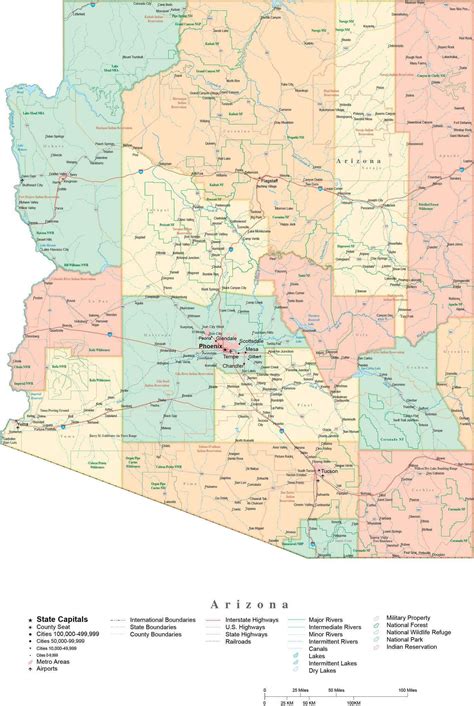 state map  arizona  adobe illustrator vector format detailed