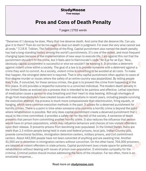 essays   death penalty pro  cons death penalty pros