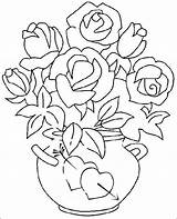 Pages Coloring Roses Vase 1coloring Embroidery sketch template