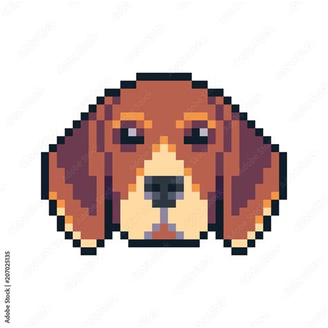 pixel art beagle dog face vector icon stock vector adobe stock