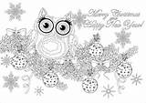 Christmas Owl Coloring Branch Text Cute Pages Tree Without Stars Background Adult Adults Events Justcolor sketch template