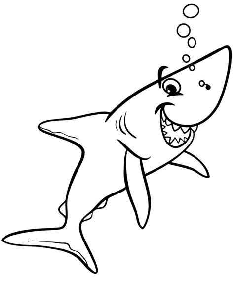 smiled shark coloring page  preschoolers