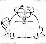 Chubby Bored Beaver Clipart Cartoon Outlined Coloring Vector Cory Thoman Royalty sketch template