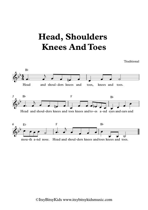 lead sheet head shoulders knees  toes  chords