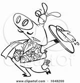 Slop Outline Waiter Cartoon Pig Spilling Toonaday Illustration Royalty Rf Clip Clipart 2021 sketch template