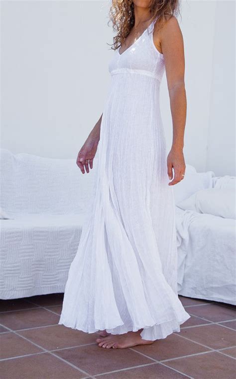 White Linen Wedding Dress Long Linen Dress For Your Beach Wedding