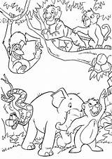 Coloring Jungle Pages Printable Colouring Animals Popular sketch template