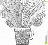 Line Coloring Book Mug Drink Decorations Adult Other Hot Abstract Preview Vector sketch template