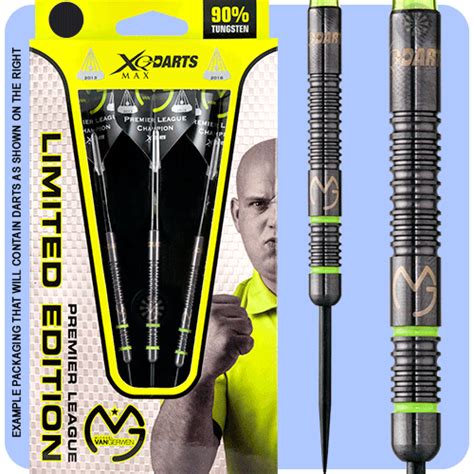 michael van gerwen mvg limited edition xqmax steel tip tungsten darts black